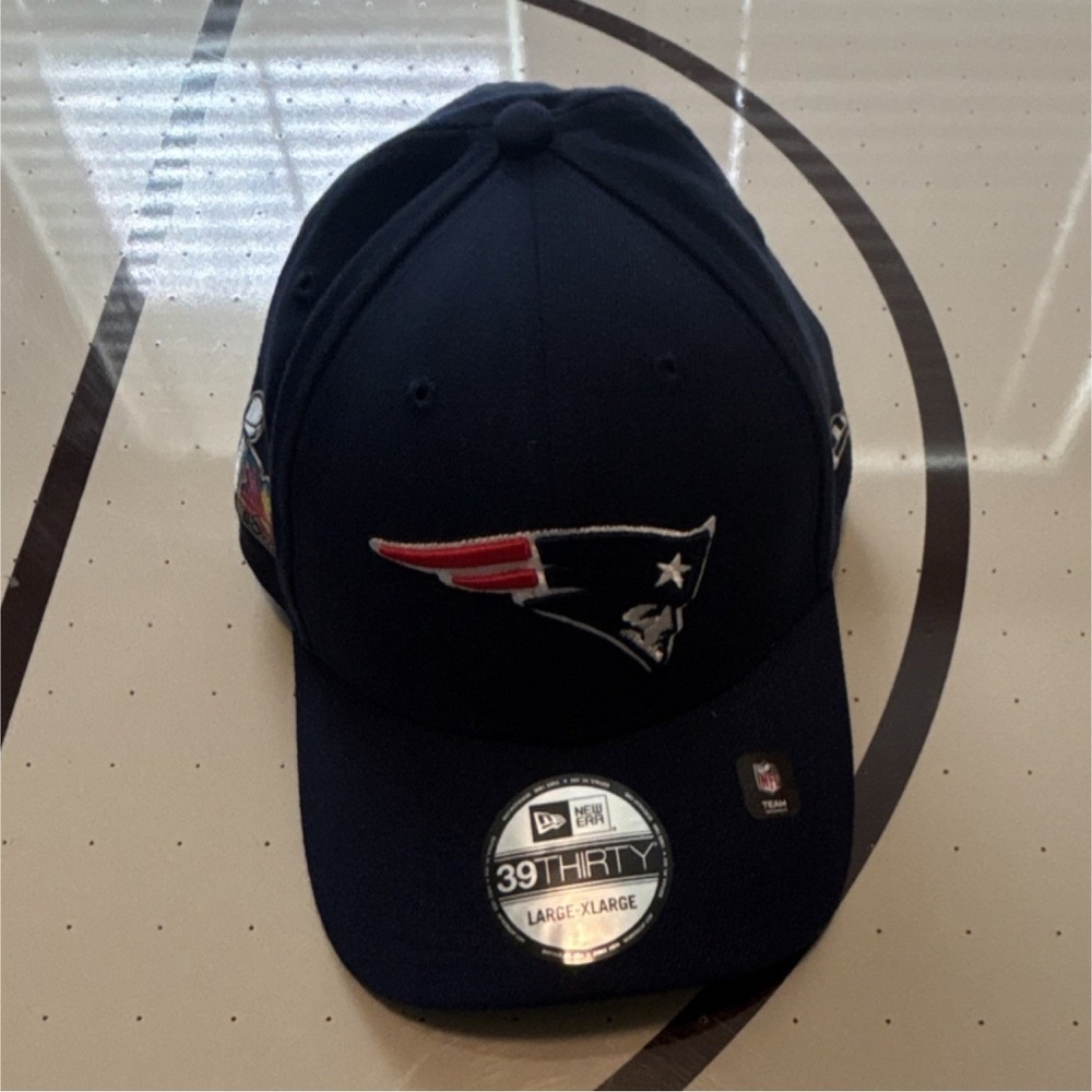 New Era 39THIRTY New England Patriots Super Bowl Hat L-XL Navy NFL Football